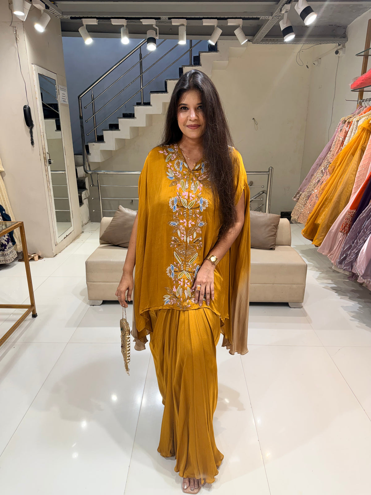 Satin silk indowestern dress