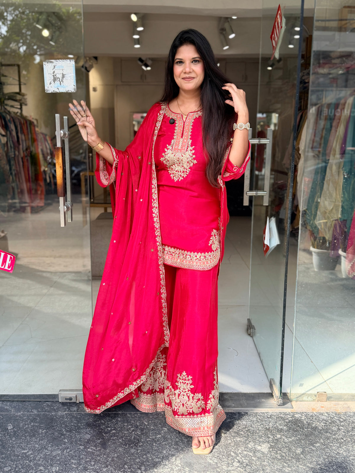 Karwachauth special apple cut sharara suit