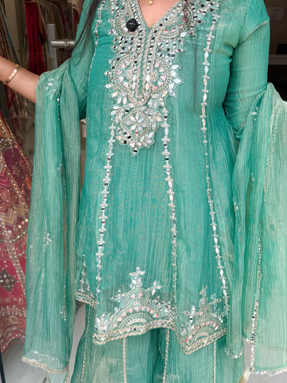 Mahira Real mirror short anarkali sharara suit
