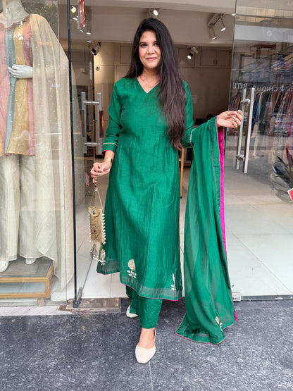 Mull teej special embroided suit