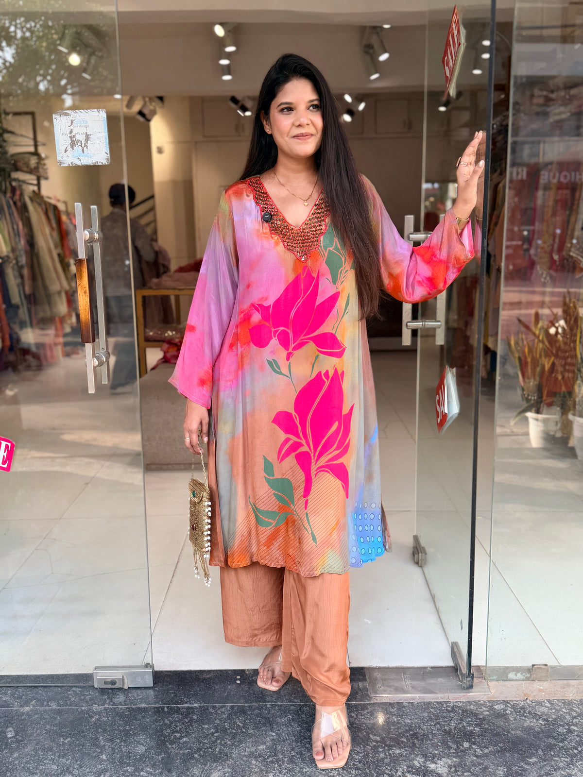 Printed baggy crepe co-ord set