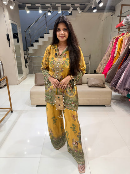 Natural crepe printed co-ord set