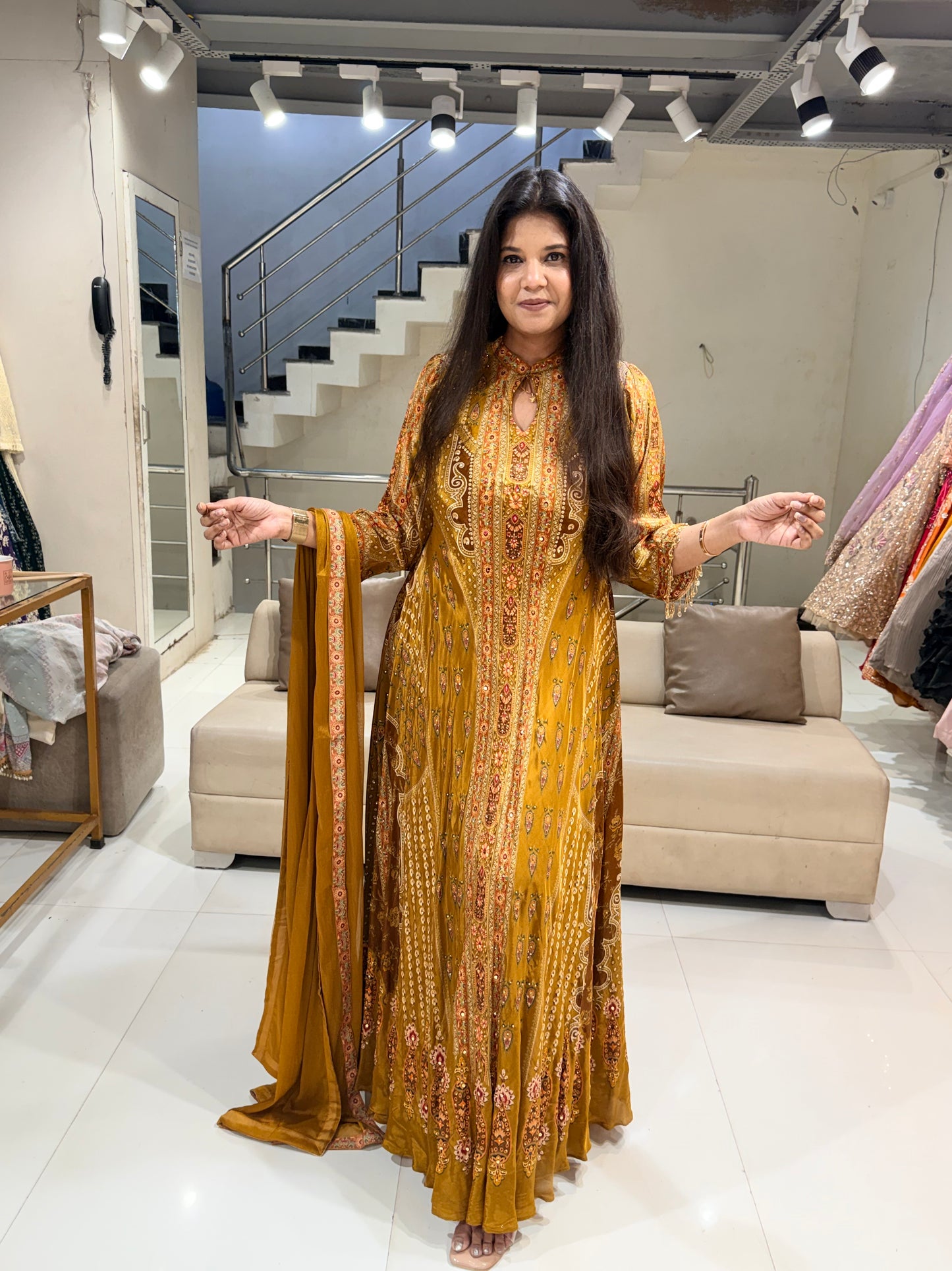 Crepe anarkali suit