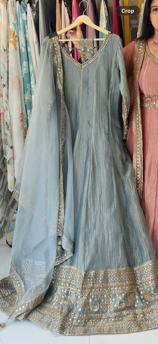 Crush tissue anarkali suit