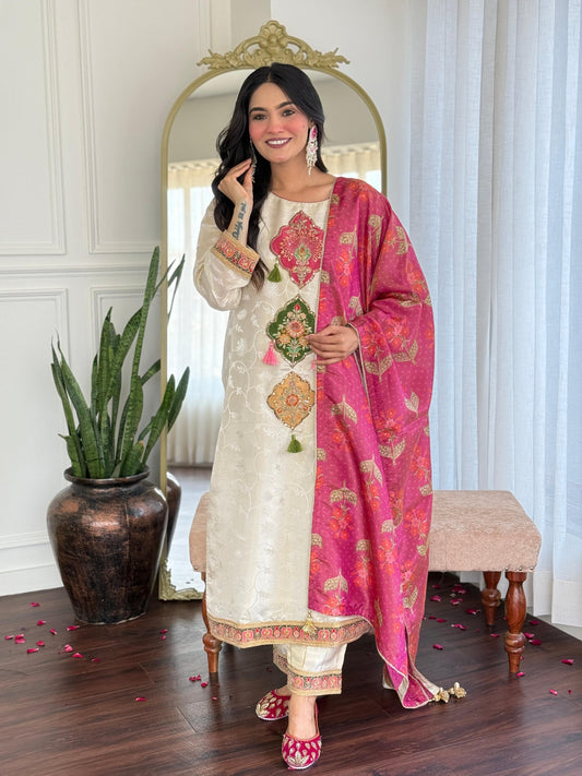 Taj 2.0 jacquard straight suit