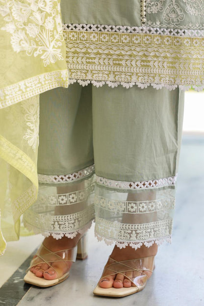 Yellow green combination pakistani cotton suit