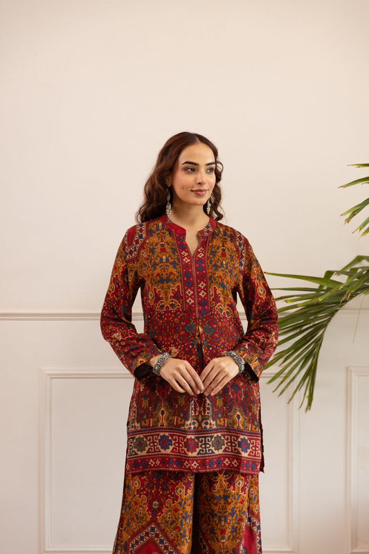 Printed brown co-ord set