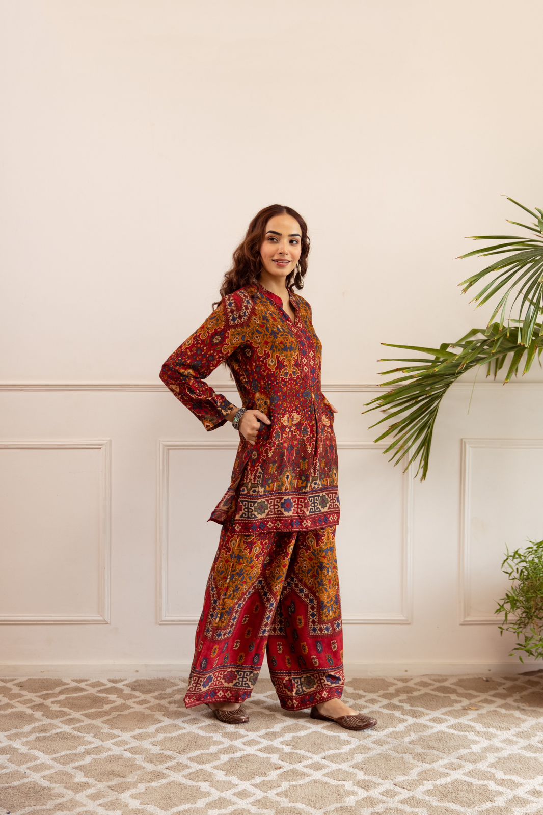 Printed brown co-ord set