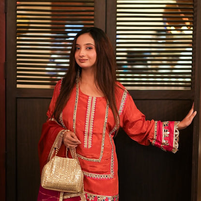 Rust orange farshi salwar suit