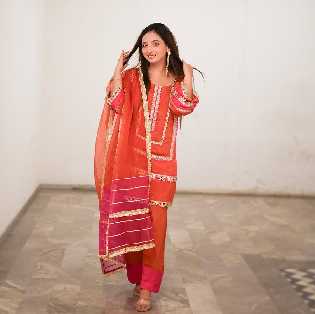 Rust orange farshi salwar suit