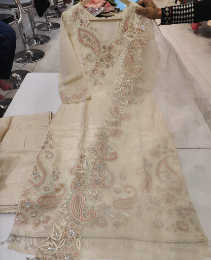 Off white crepe straight suit