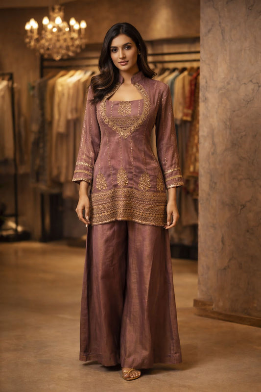Mauve bustier indowestern dress