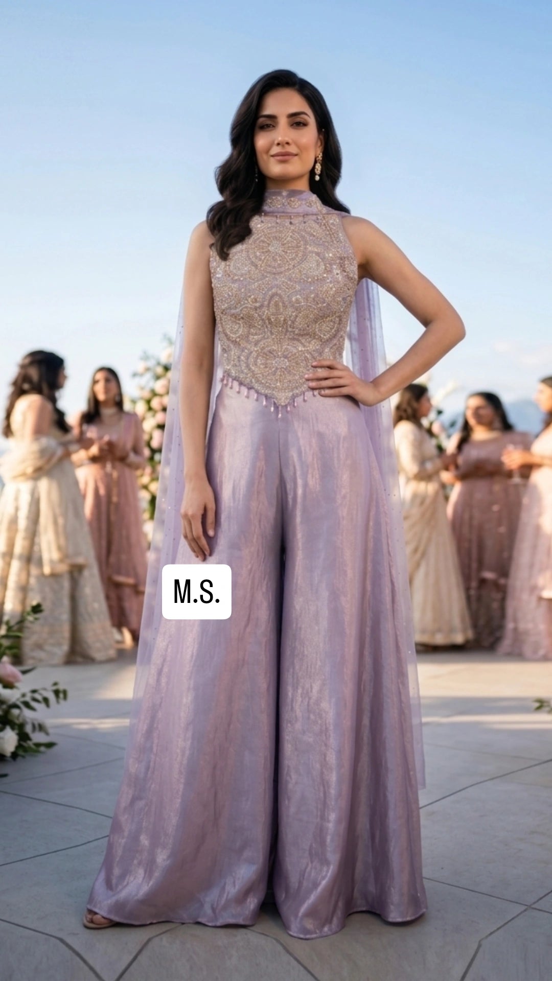Onion pink indowestern dress