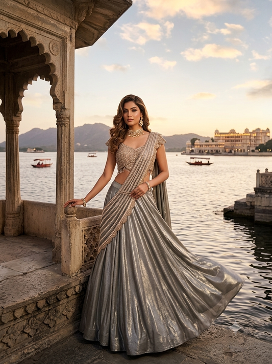 Nakhrili drape lehenga set