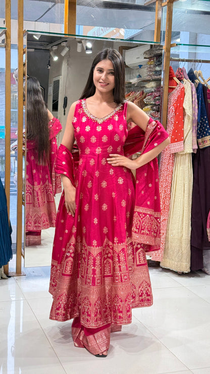 Rutba cherry red anarkali suit