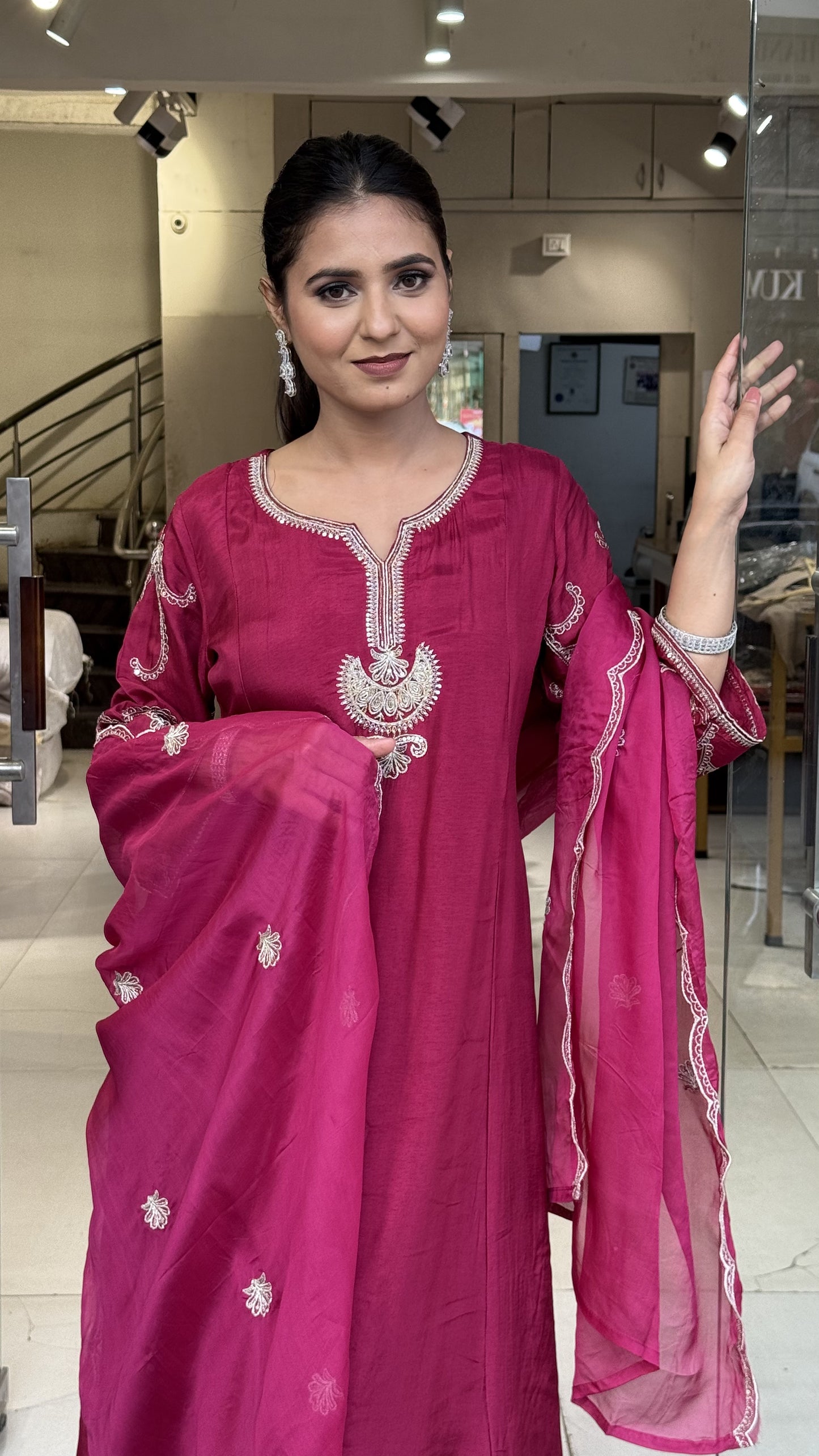 Royal pink a line 3pc suit