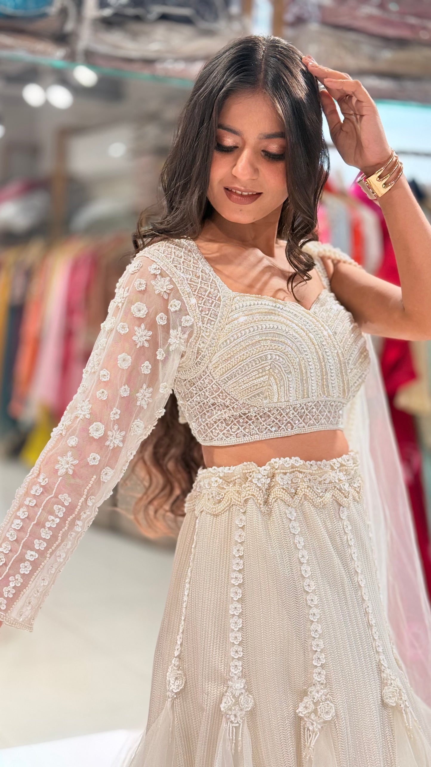 Pearl fishcut lehenga set