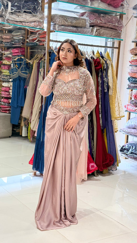 Mermaid mauve indowestern dress
