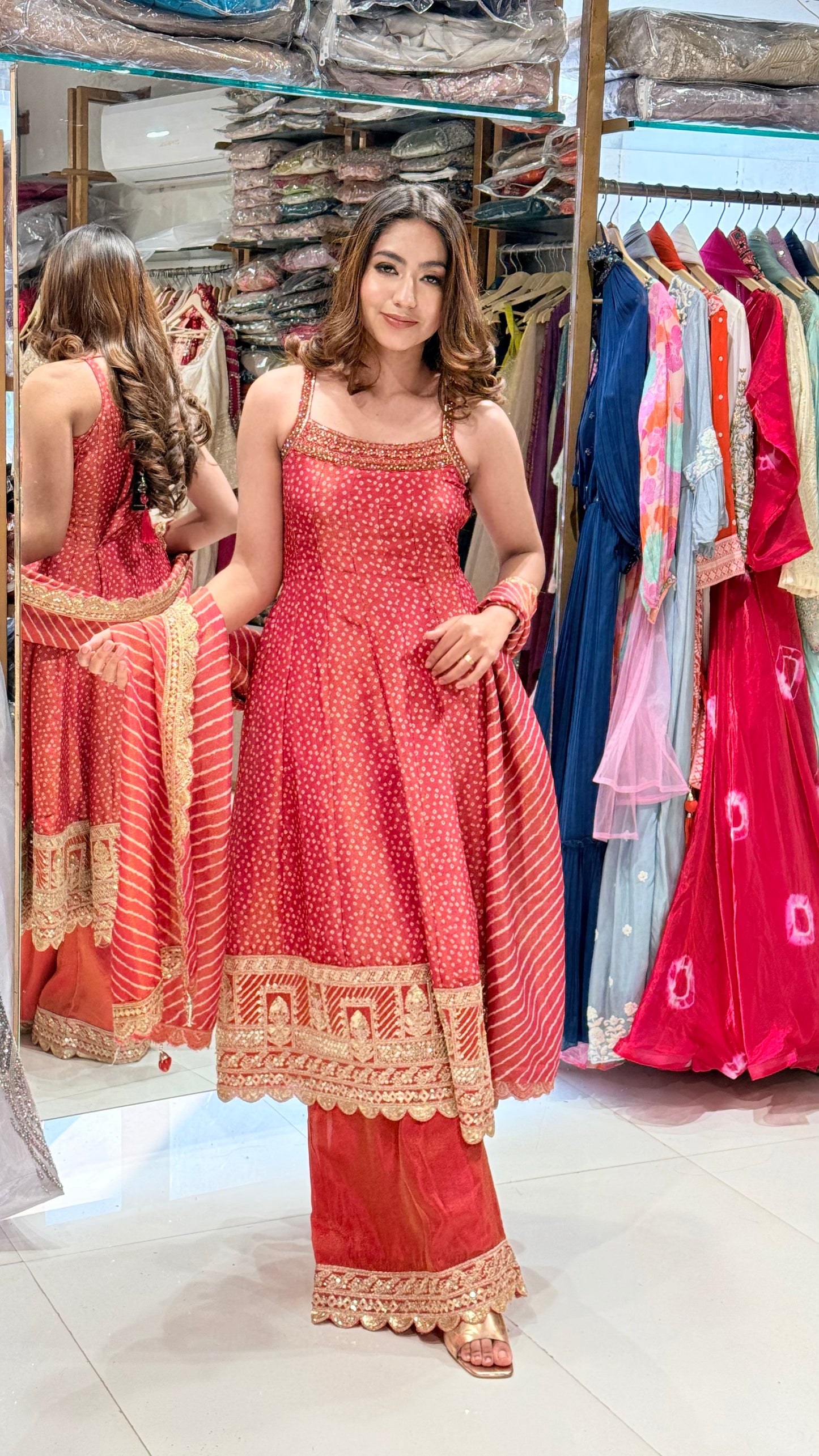 Step anarkali suit with plazo