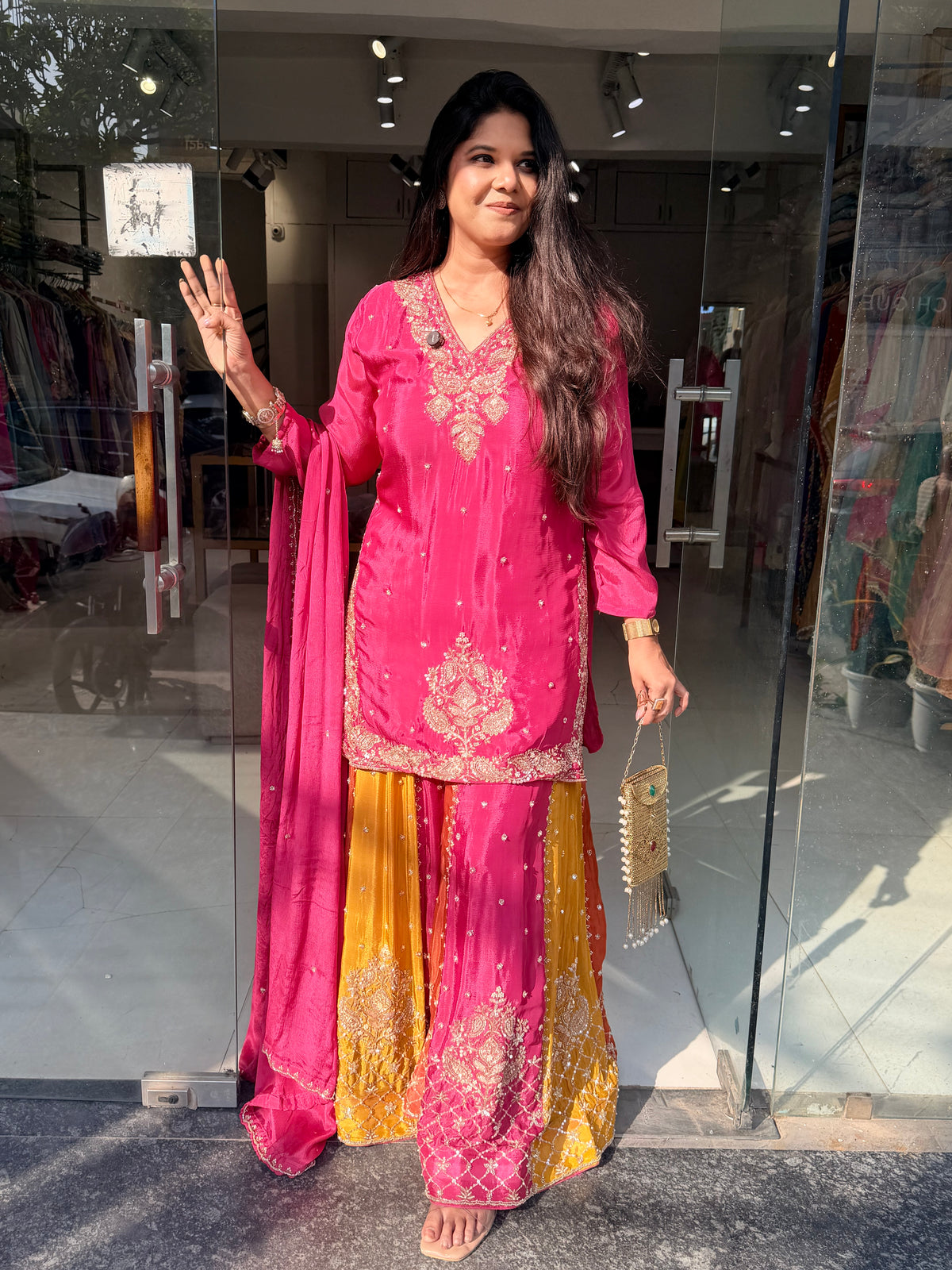Multi plazzo sharara suit