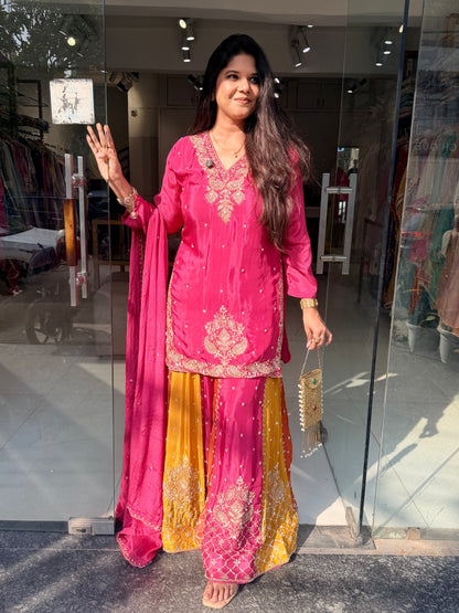 Multi plazzo sharara suit