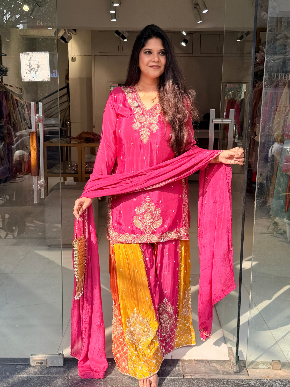 Multi plazzo sharara suit