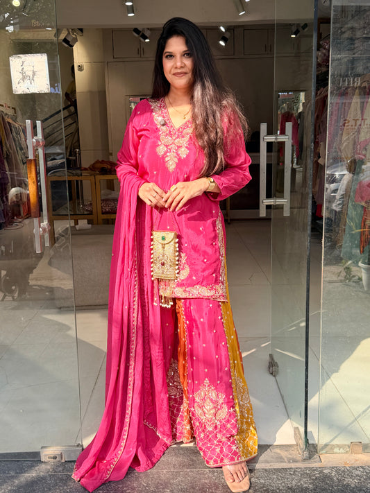 Multi plazzo sharara suit