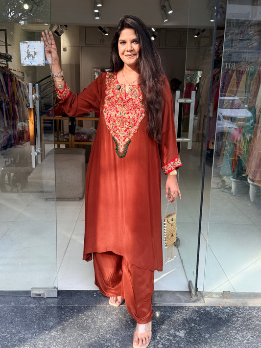 Long kurta crepe co-ord set