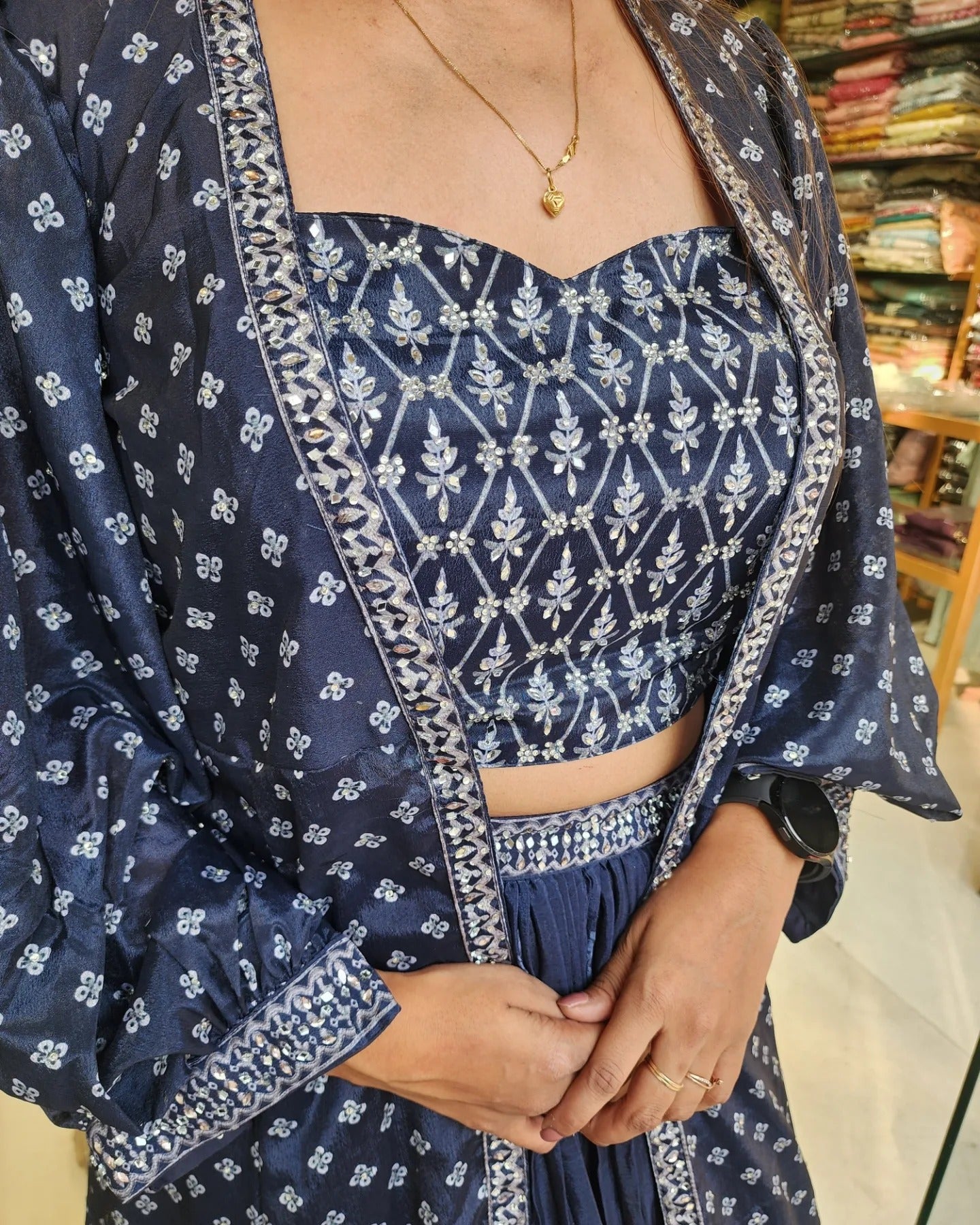 COAL BLUE INDOWESTERN SHRUG DRESS