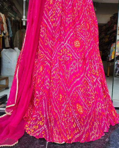 HOT PINK BANDHANI MAXI DRESS