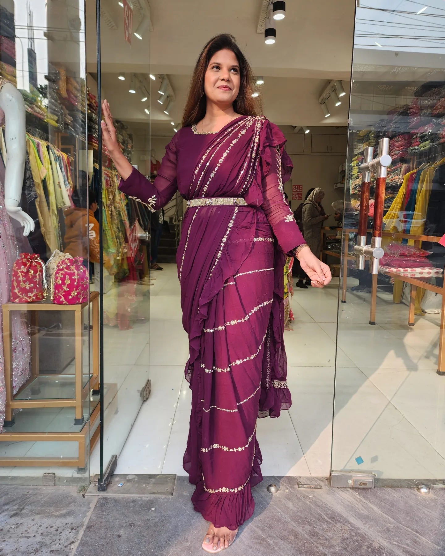 PARAM SUNDARI WINE DRAPE SAREE