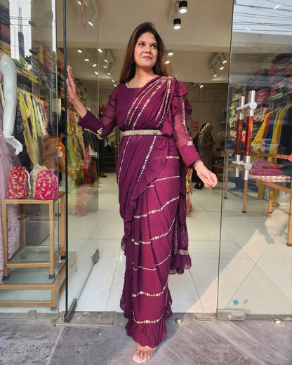 PARAM SUNDARI WINE DRAPE SAREE