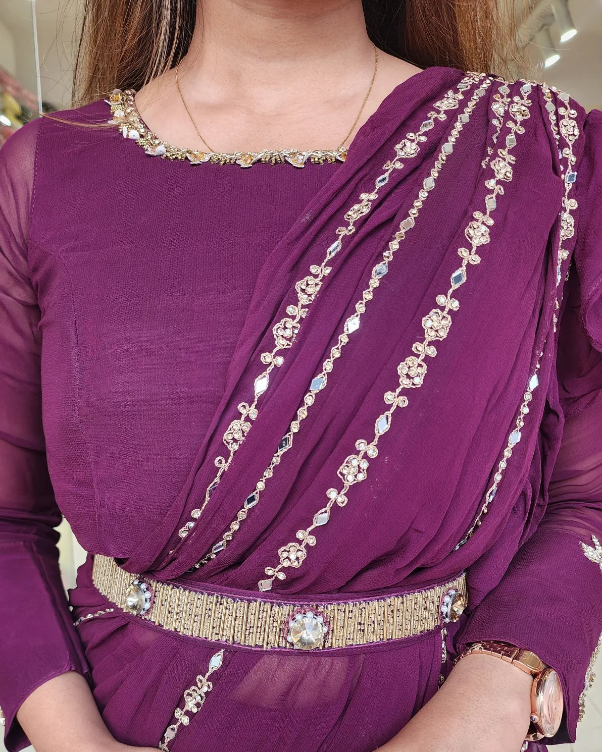 PARAM SUNDARI WINE DRAPE SAREE