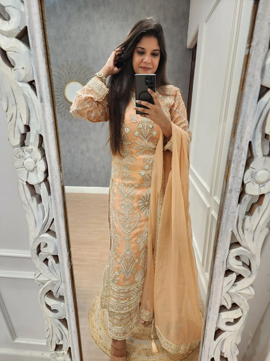 Kareena long straight cut suit