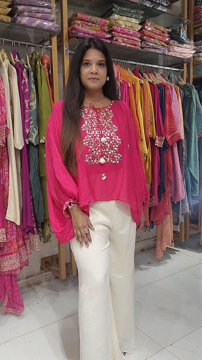 Kaynath yellow kaftaan style cape with plazo