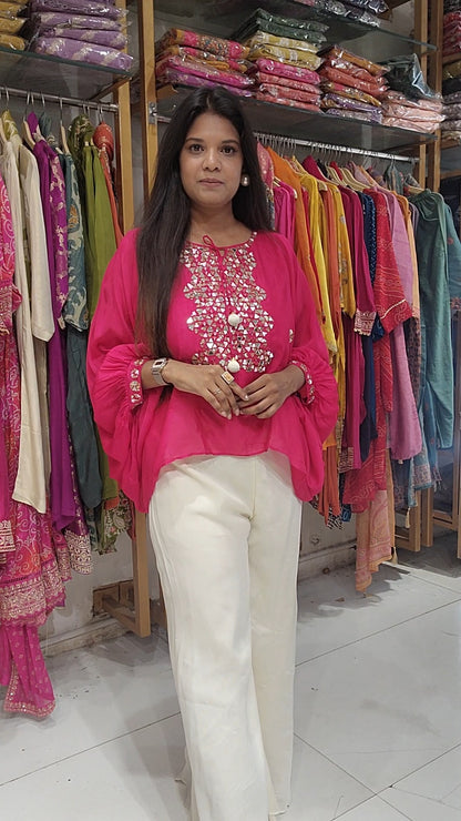 Kaynath yellow kaftaan style cape with plazo