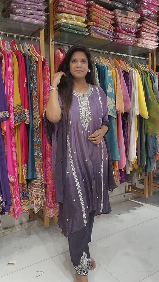 Purple ombre high low kaftaan set