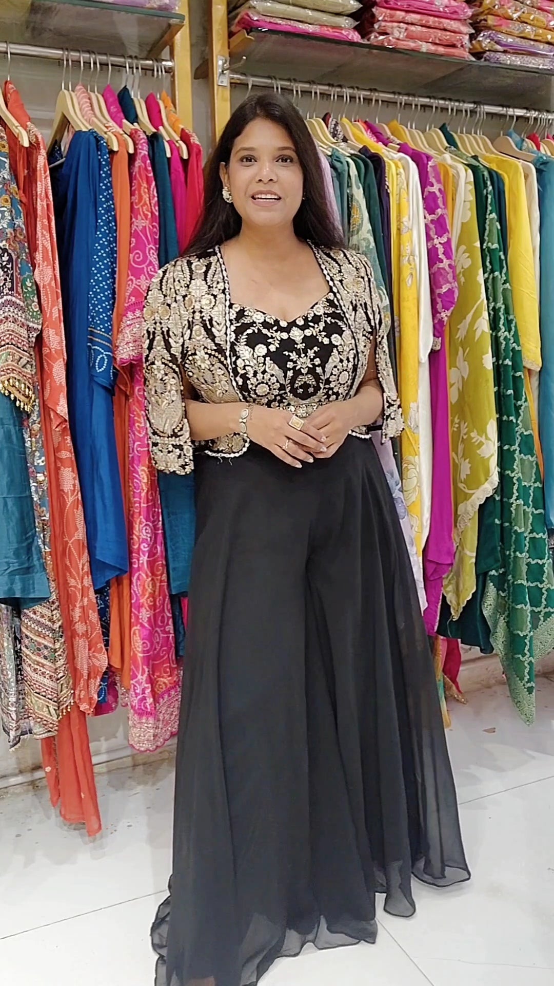 Kaynath Black cape indowestern dress