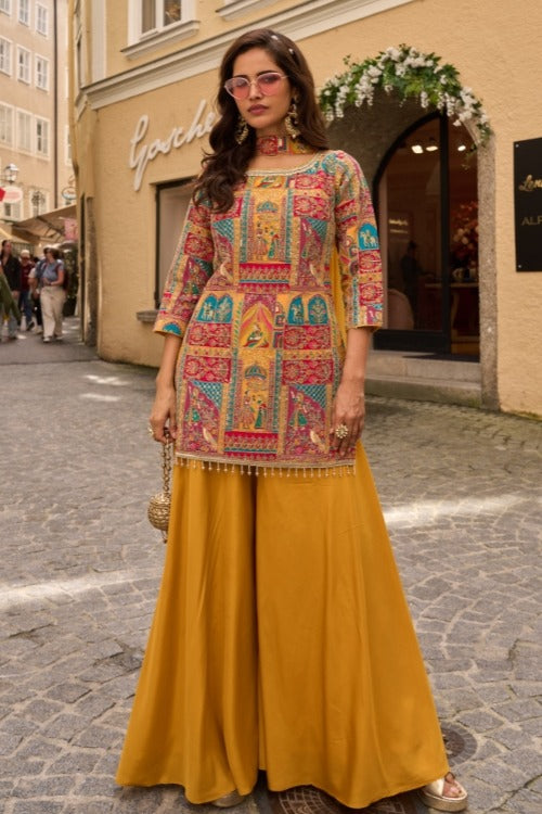 Keerat yellow embellished sharara suit