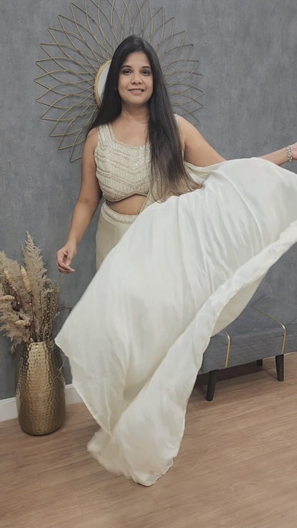 Glam Ivory drape saree