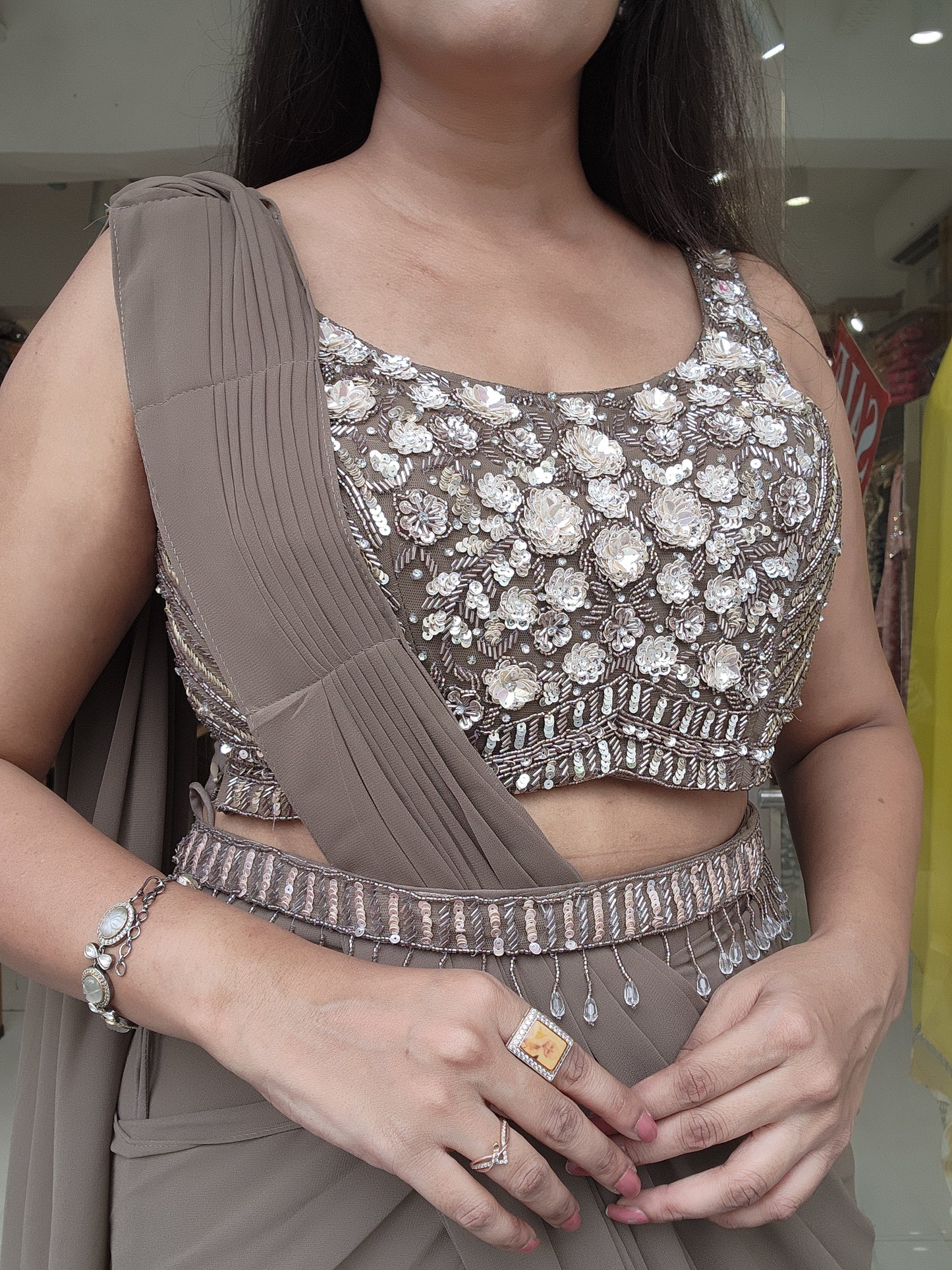 Desi girl Cocktail drape saree