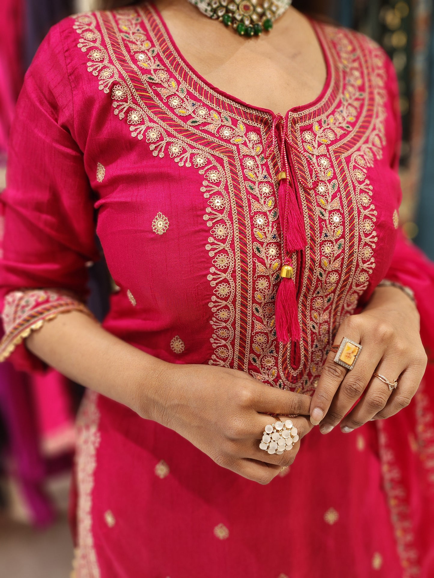 Sharjeena Pink round cut Embroided garara suit