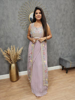 Simran pastel onion pink 3pc drape indowestern dress