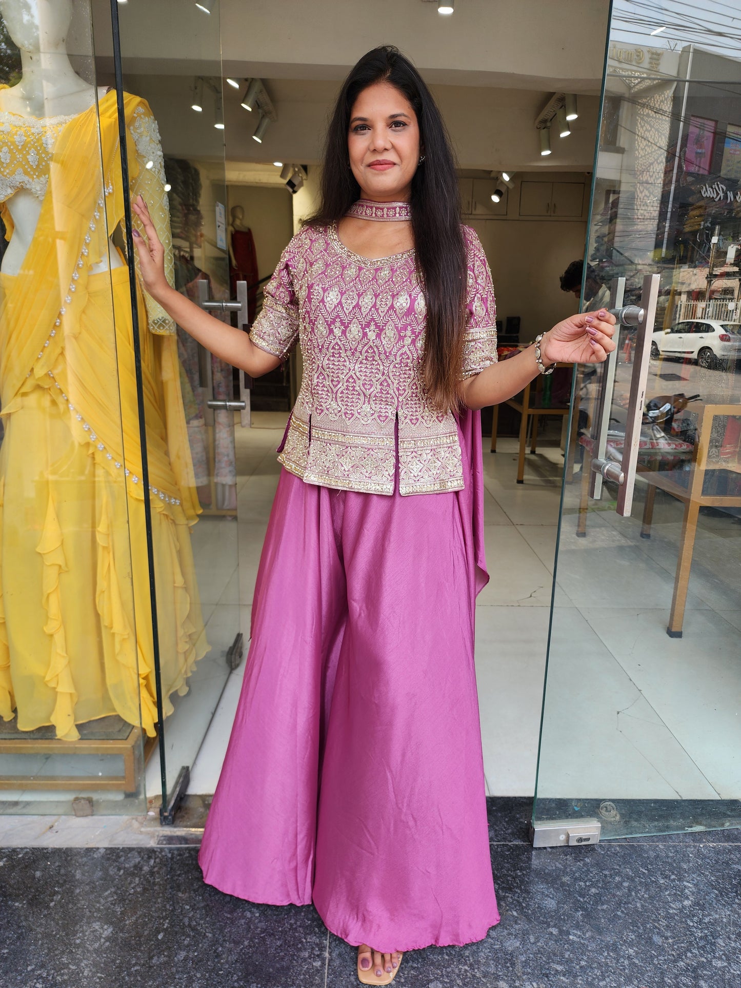 Naina pinkish indowestern dress