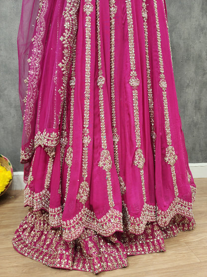 Mannat pink long anarkali with skirt indowestern suit