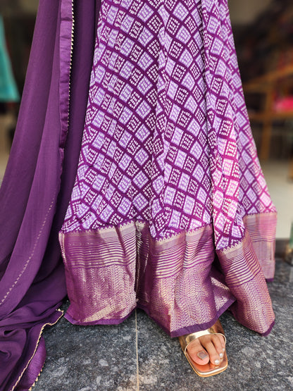 Purple gajji long maxi anarkali gown