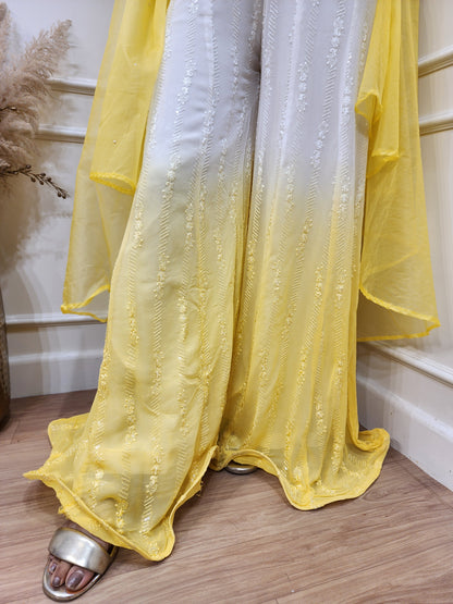 Yellow ombre 3pc indowestern co-ord set