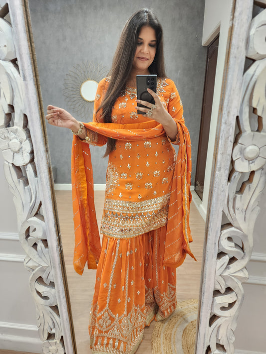 Raabta orange indowestern sharara